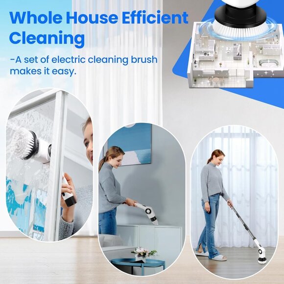 Electric Spin Scrubber, Cordless Shower Scrubber with 7 Scrub Brush - Picture 7 of 9